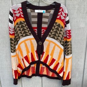 Sparrow Anthropologie Geo print lambs wool sweater
